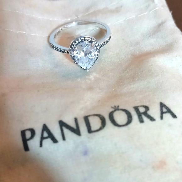 Pandora Sparkling Teardrop Halo Ring - Picture 1 of 3
